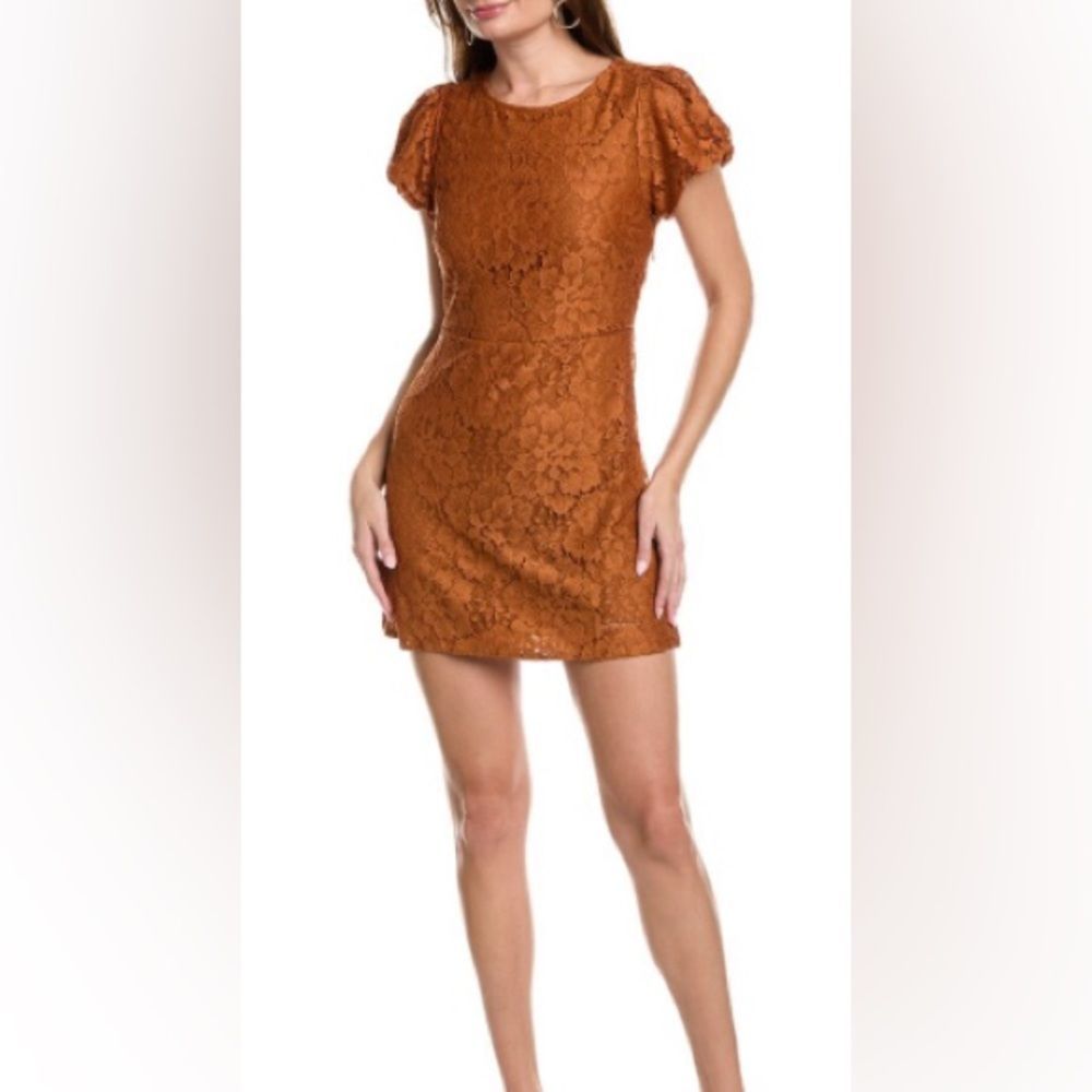 Free People NWT Hailee Lace Mini Dress Brown Burnt Orange Color Size Medium